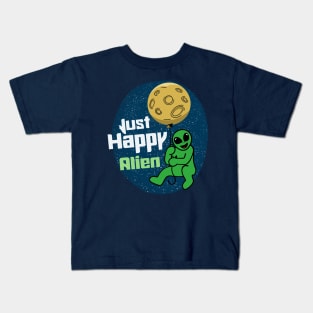 Happy Alien with the Planet Balloon Kids T-Shirt